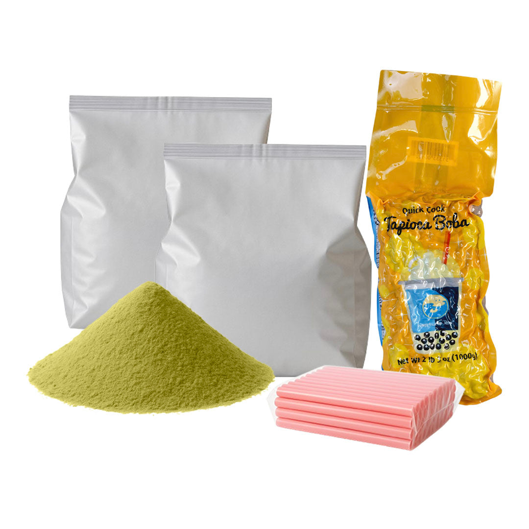 At Home Green Tea Latte Boba Kit